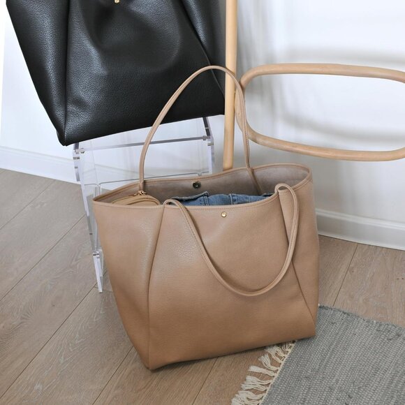 Hoxis Women Skin PU+Polyester Weekender Oversize Vegan Leather Tote Handbag - Picture 5 of 7